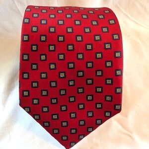 Boston Trader Red Geometric Silk Necktie Men's Classic Business Tie 3"